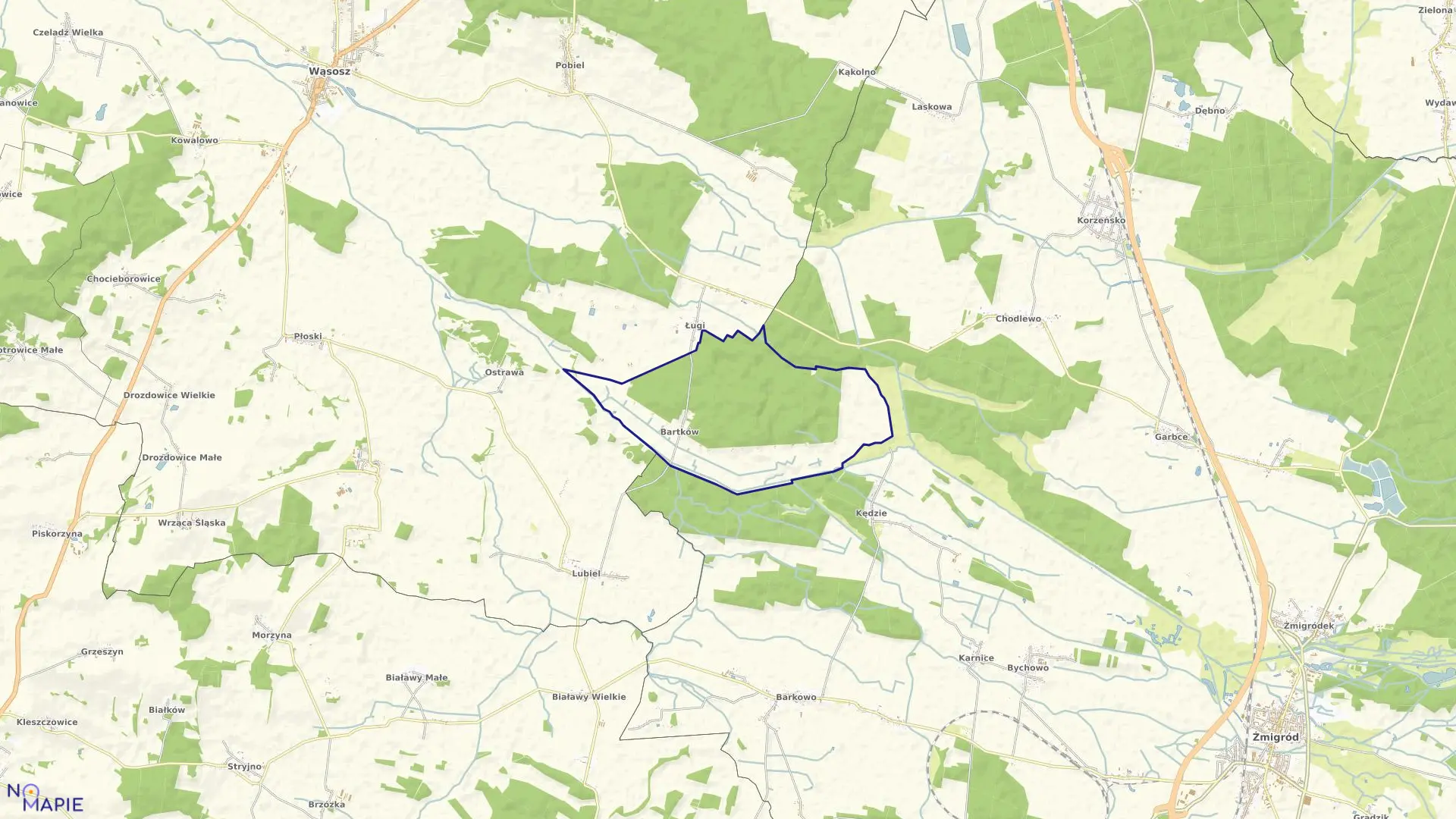 Mapa obrębu Bartków w gminie Wąsosz