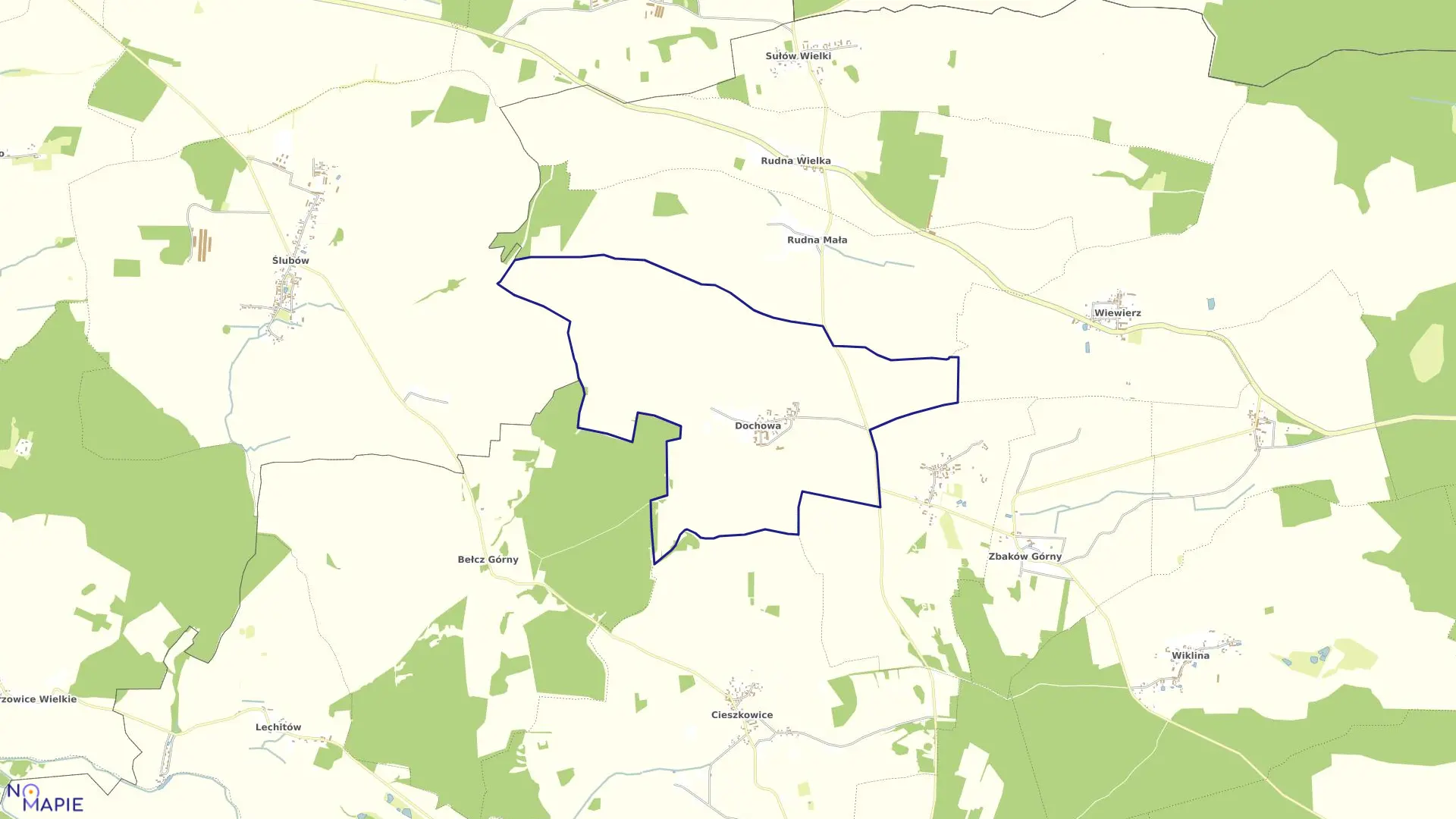Mapa obrębu Dochowa w gminie Wąsosz