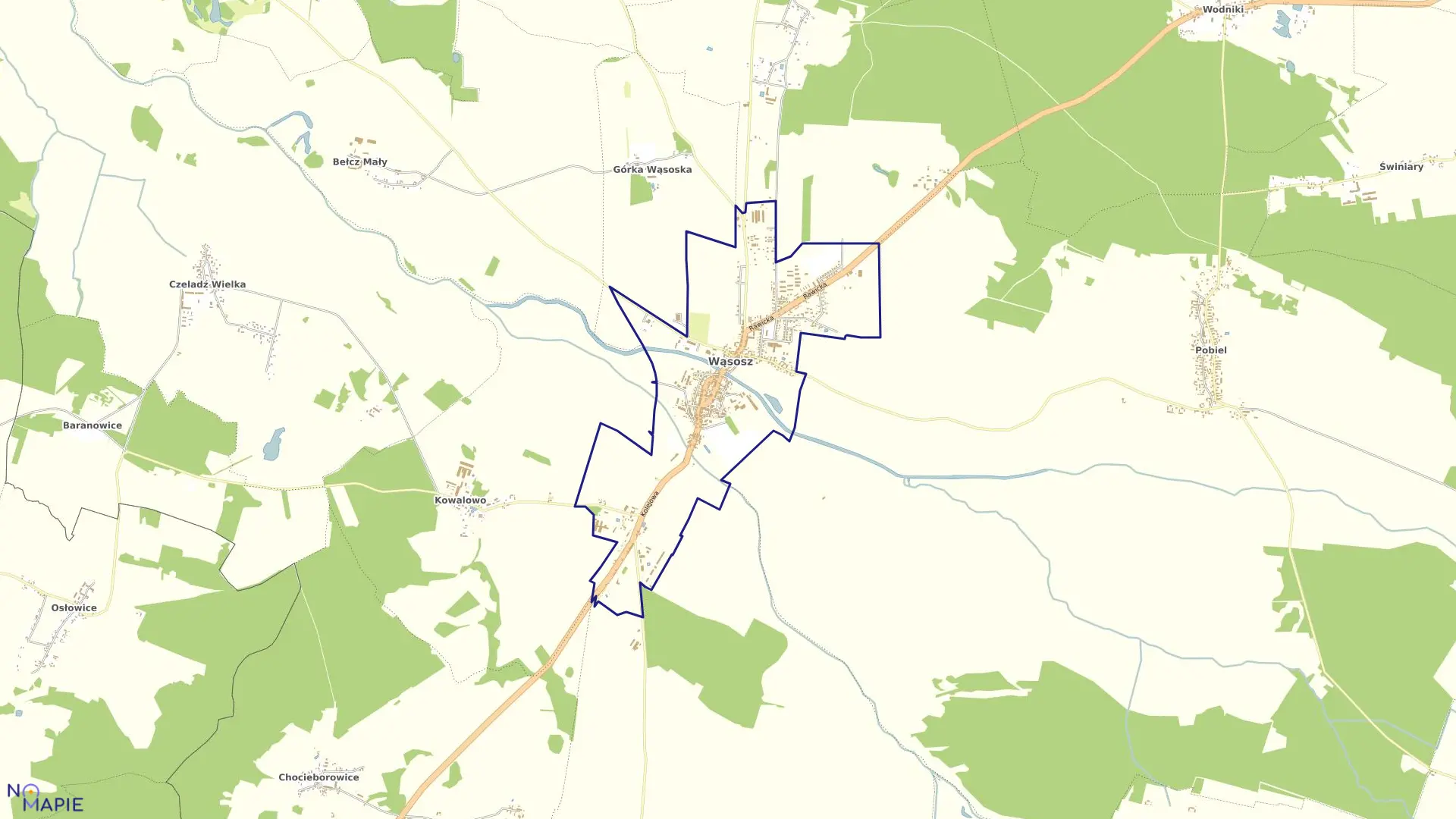 Mapa obrębu Wąsosz w gminie Wąsosz